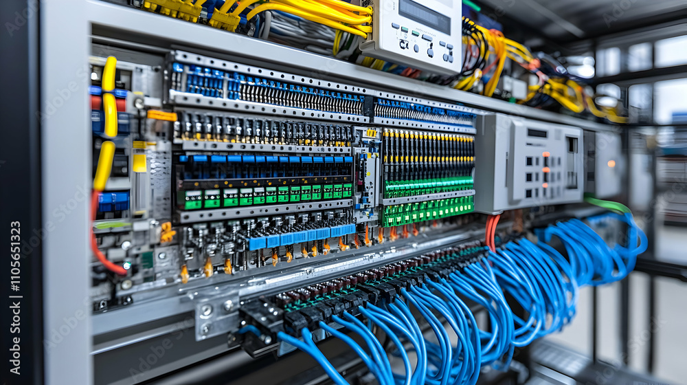 custom made wallpaper toronto digitalDetailed View of Industrial Control Panel with Wiring and Connectors