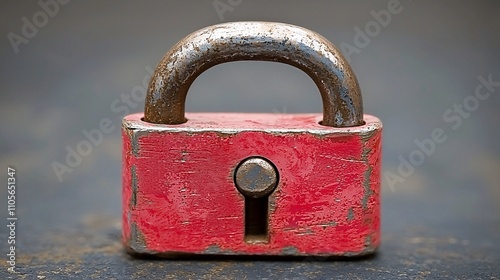 A futuristic digital lock icon symbolizing technology integration for business data protection Stock Photo with side copy space