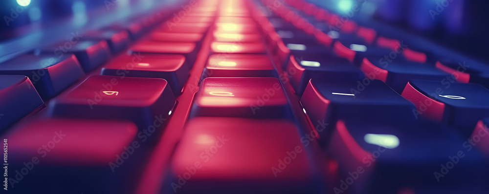 Vibrant Keyboard Keys Illuminated in Pink and Blue Vibrant Keyboard Keys Illuminated in Pink and Blue