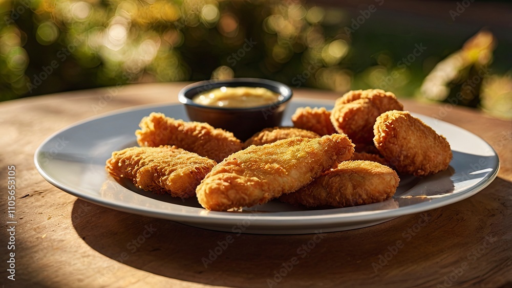 a_plate_of_crispy_golden_chicken_strips a_plate_of_crispy_golden_chicken_strips