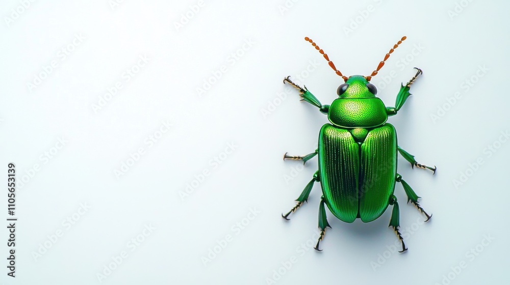 Striking Green Beetle Insect Macro Close up with Intricate Textures and Patterns Striking Green Beetle Insect Macro Close up with Intricate Textures and Patterns