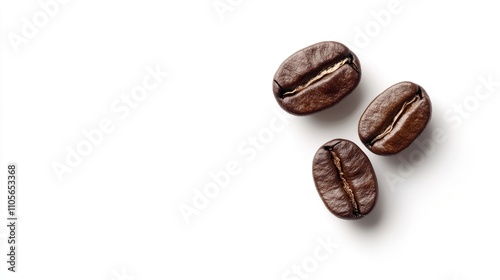 Coffee beans isolated on white background, clipping path, full depth of field.