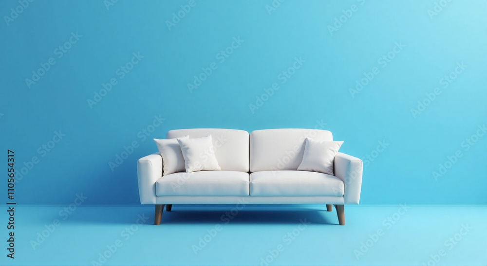 blue sofa in a room
