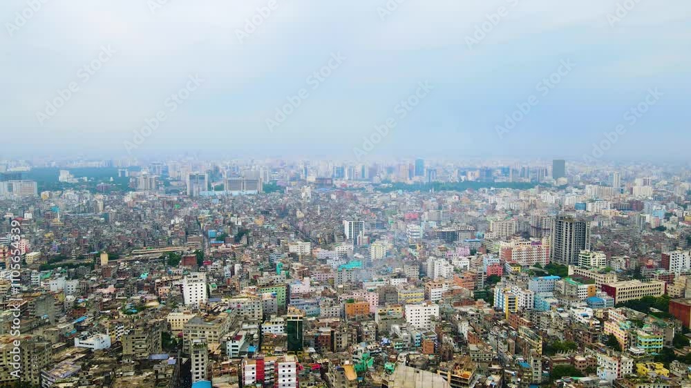 Aerial elevated view of Dhaka city, Bangladesh. A third world city with polluted sky Aerial elevated view of Dhaka city, Bangladesh. A third world city with polluted sky