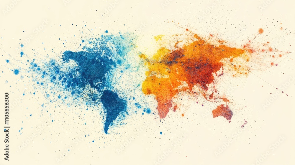 Fototapeta premium international communication , word, city, fiber network, wifi, digital, network