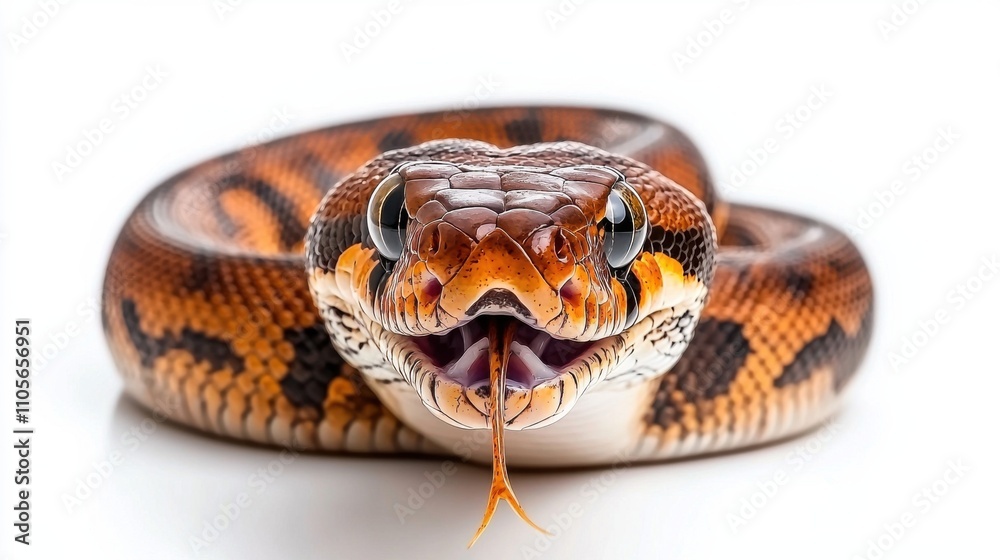 Naklejka premium Fearsome Anaconda Coiled and Ready to Strike in Tropical Jungle Environment