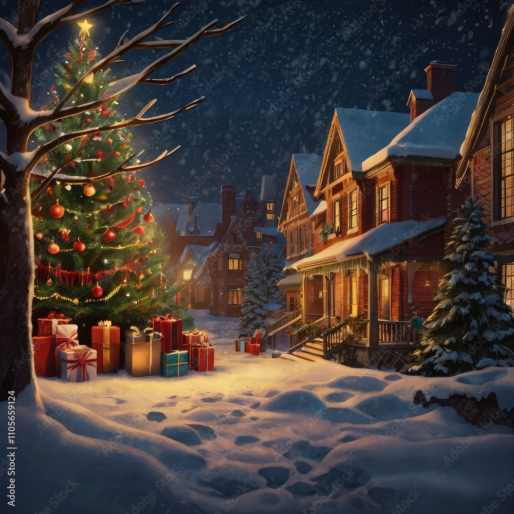 Fototapeta premium Christmas night in the city