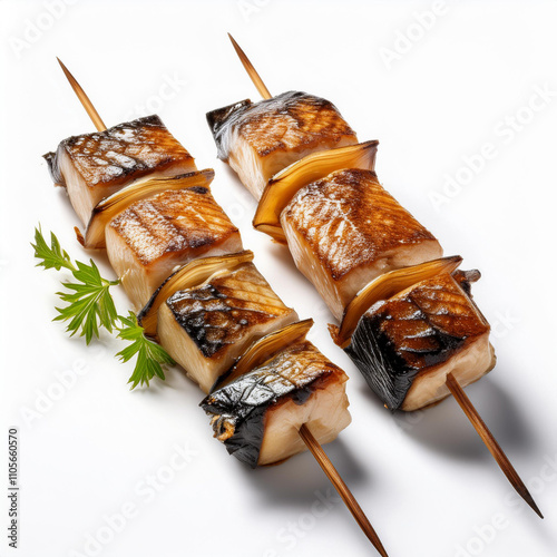 brochette, esturgeon, poisson, grillé, aliment, repas, assiette, sushi, isolé, casse-croûte, blanc, dessert, délicieux,  cuisine, diners, bon vivant, gros plan, frais, photo