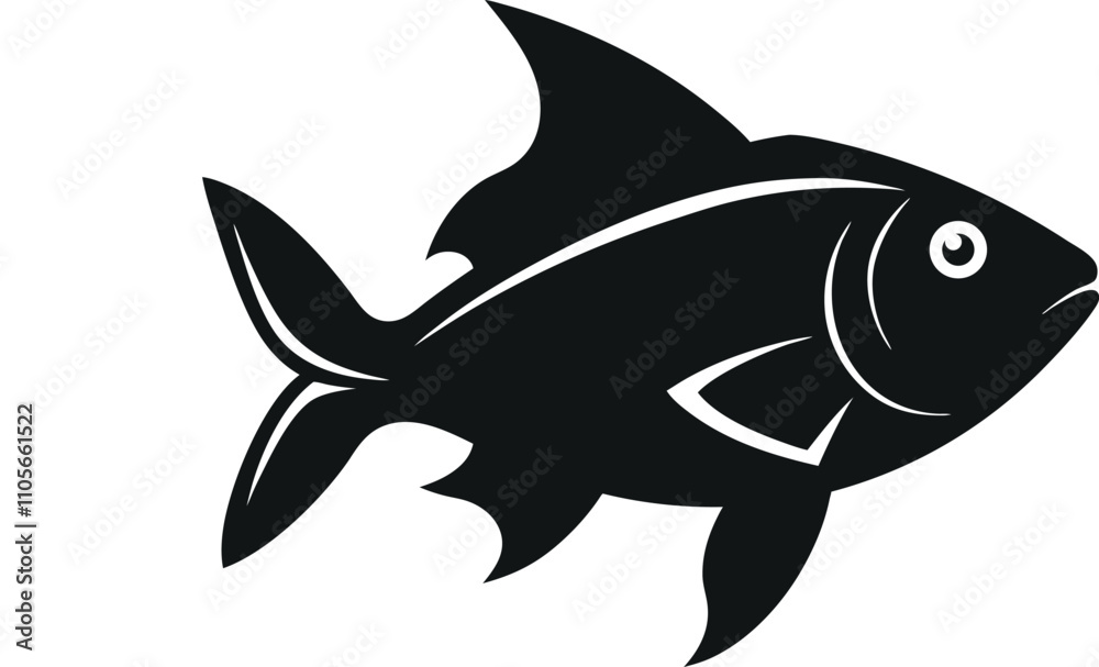 Obraz premium Black Fish Silhouette Icons Marine Life Graphics