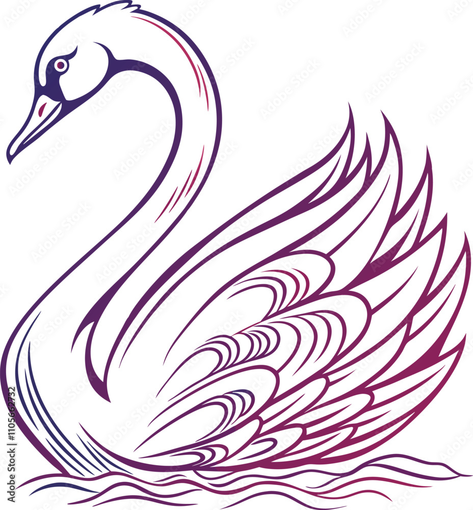 Obraz premium A Vector silhouette glowing swan