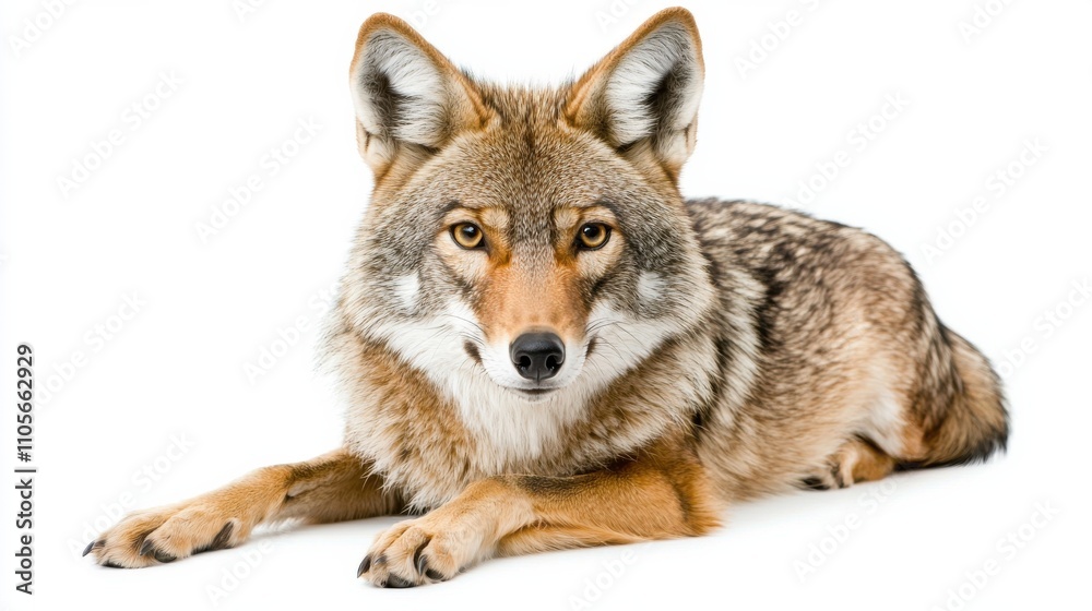 Fototapeta premium Watchful Coyote Resting in the Wilderness Alert and Attentive in its Natural Habitat
