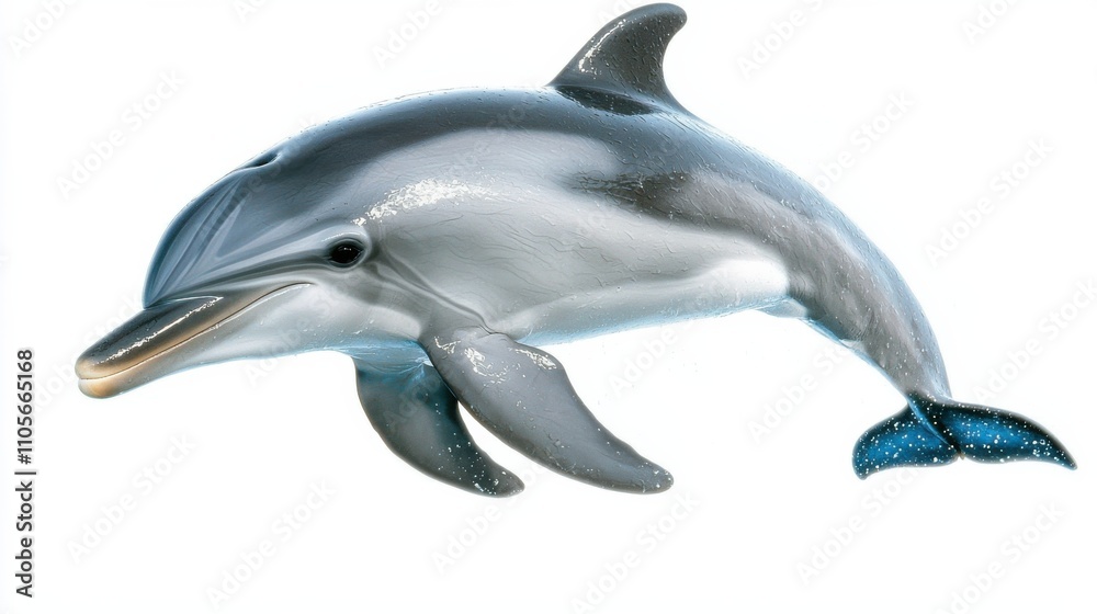 Graceful Dolphin Leaping from Turquoise Ocean Waters in Coastal Tropical Seascape Graceful Dolphin Leaping from Turquoise Ocean Waters in Coastal Tropical Seascape