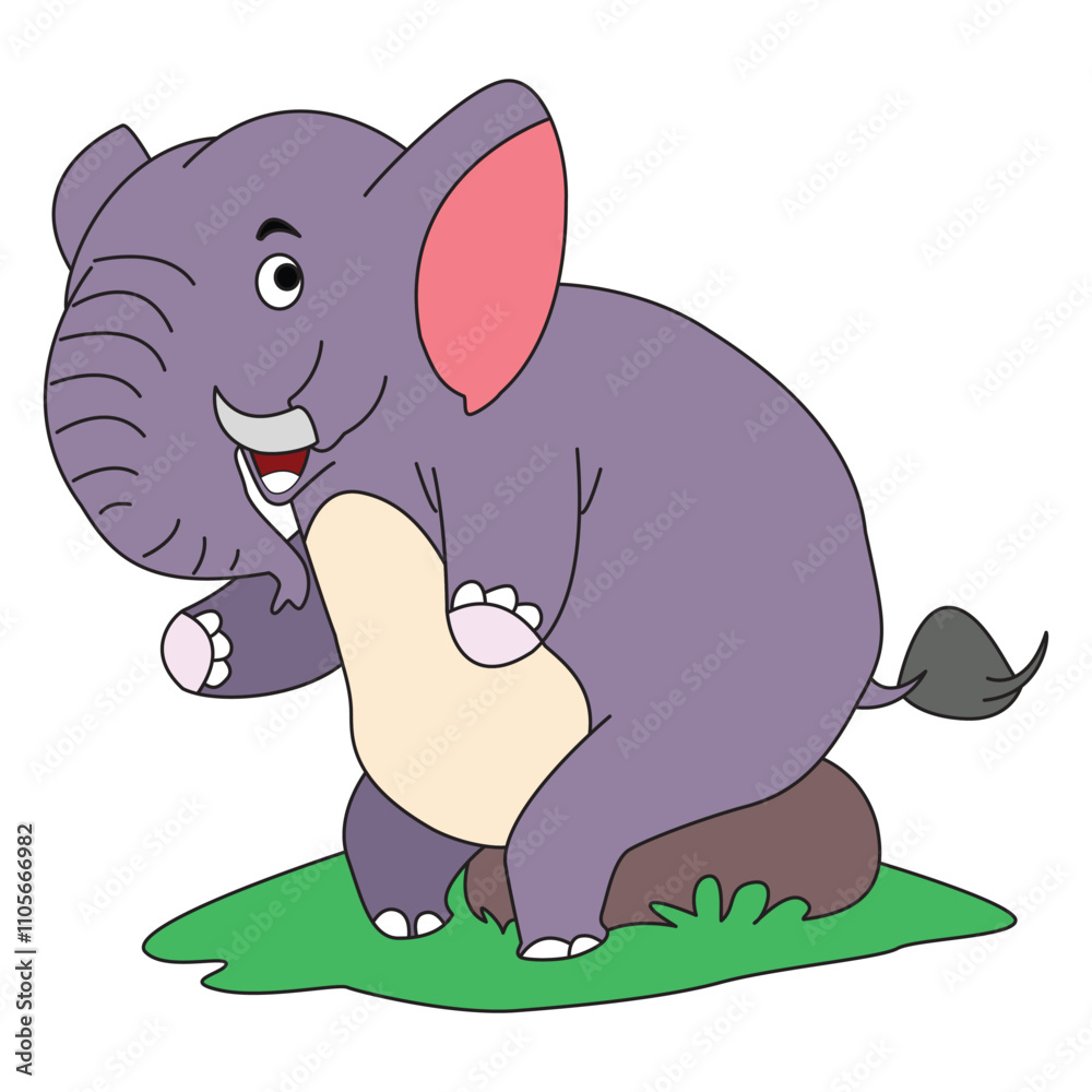 Elephant standing on grass Elephant standing on grass
