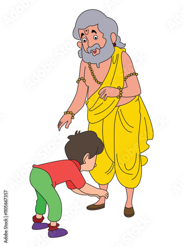 Guru Purnima illustration of blessing his boy