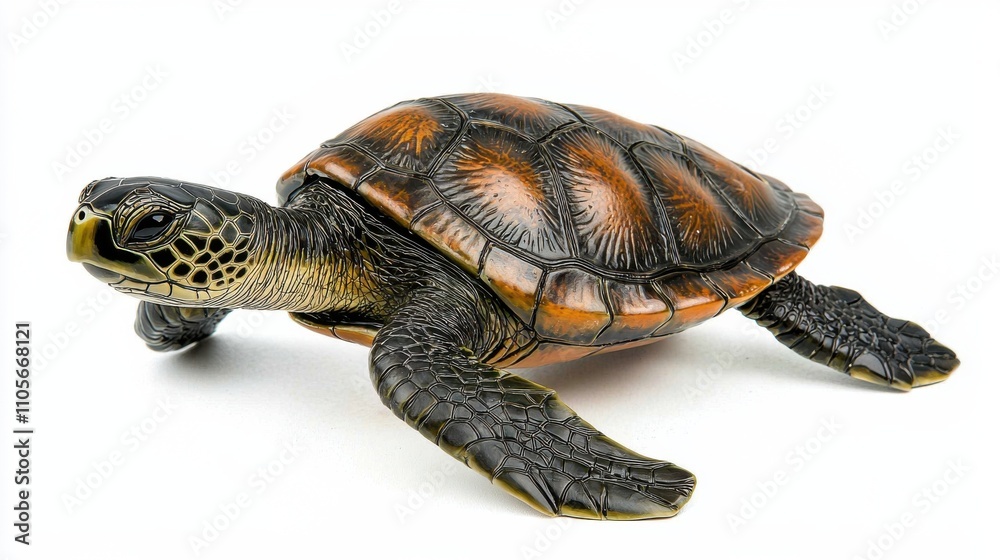 Fototapeta premium Green Sea Turtle Swimming in Tropical Ocean Environment