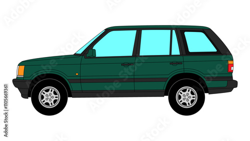 Фотография Range Rover English Classic Luxury SUV Vector Speed Icon Retro Off road 4x4 Spor