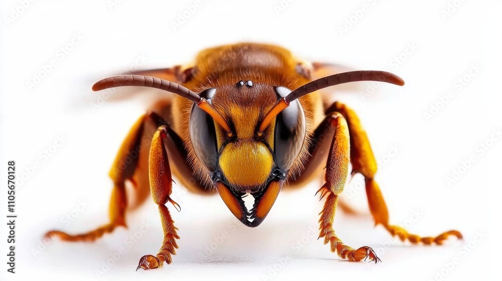 Detailed Close up of an Intimidating Hornet or Aggressive Wasp Insect with Compound Eyes and Sharp Mandible Detailed Close up of an Intimidating Hornet or Aggressive Wasp Insect with Compound Eyes and Sharp Mandible