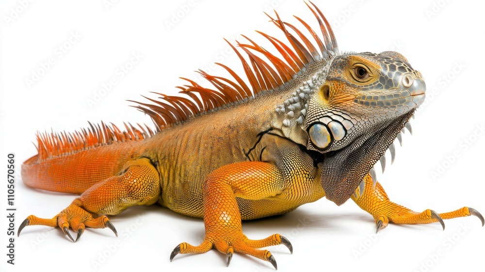Fototapeta premium Vibrant Iguana Reptile with Distinctive Scales and Spines Posing in Natural Habitat