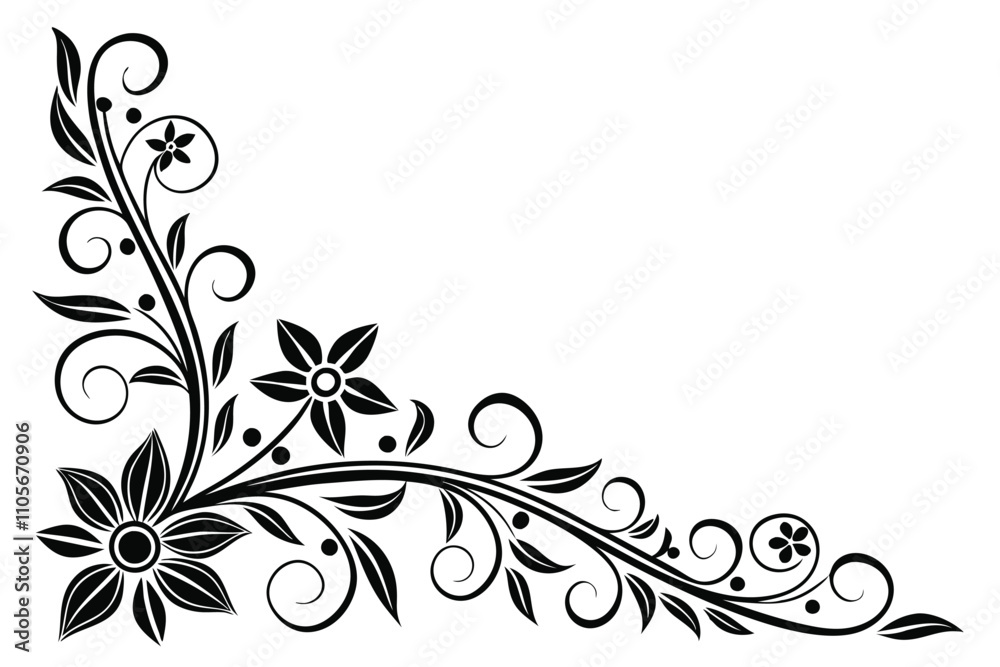 black rectangle floral ornament corner frame white background
black rectangle floral ornament corner frame white background