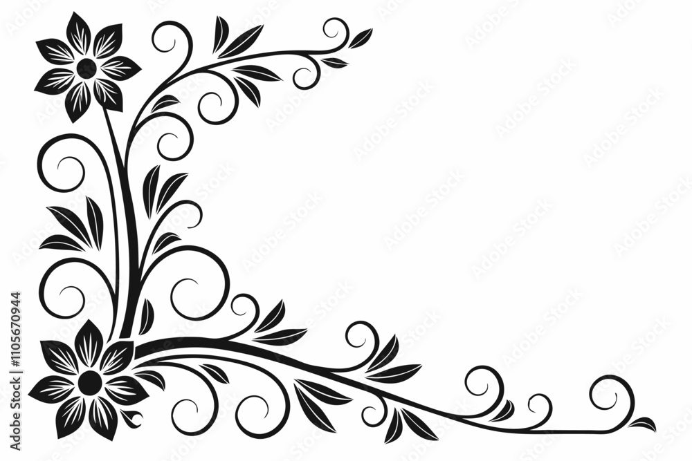 black rectangle floral ornament corner frame white background
black rectangle floral ornament corner frame white background