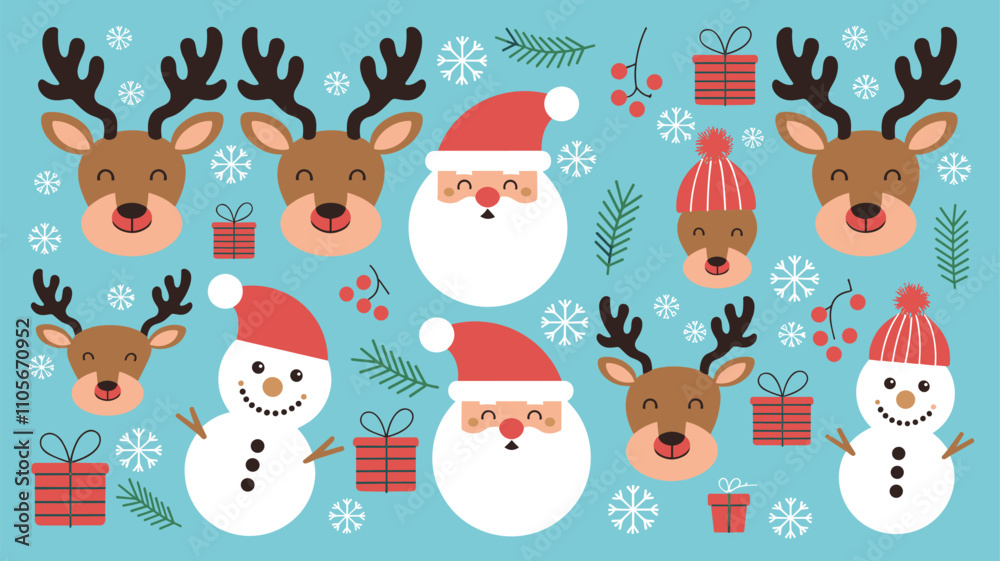 Obraz premium Seamless festive holiday background pattern with colorful Christmas ornaments