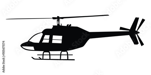 helicopter silhouette vector graphic in black