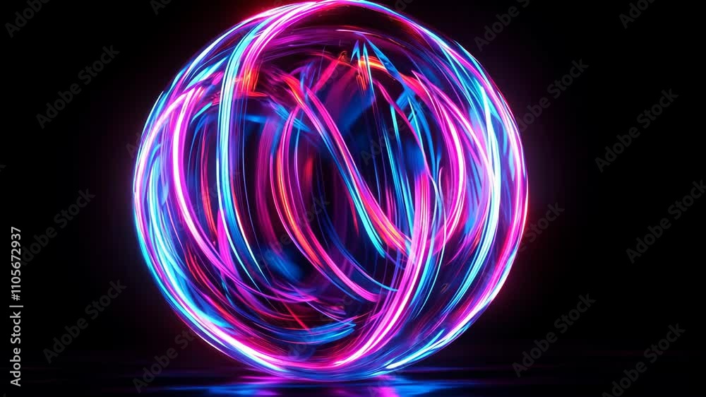 A glowing sphere of energy and swirling, glowing light. A glowing sphere of energy and swirling, glowing light.
