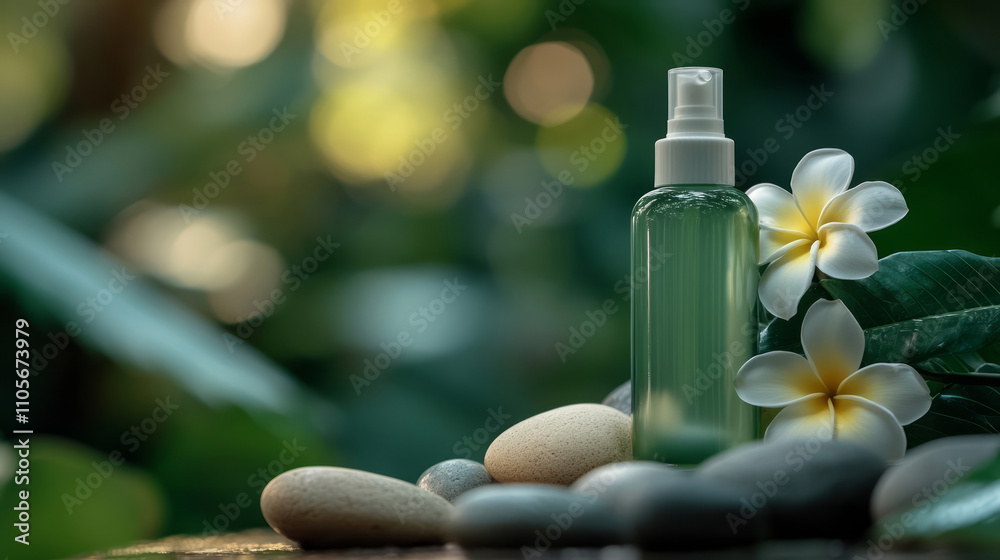 Essential oil perfume glass bottle outdoor fresh advertising background Essential oil perfume glass bottle outdoor fresh advertising background