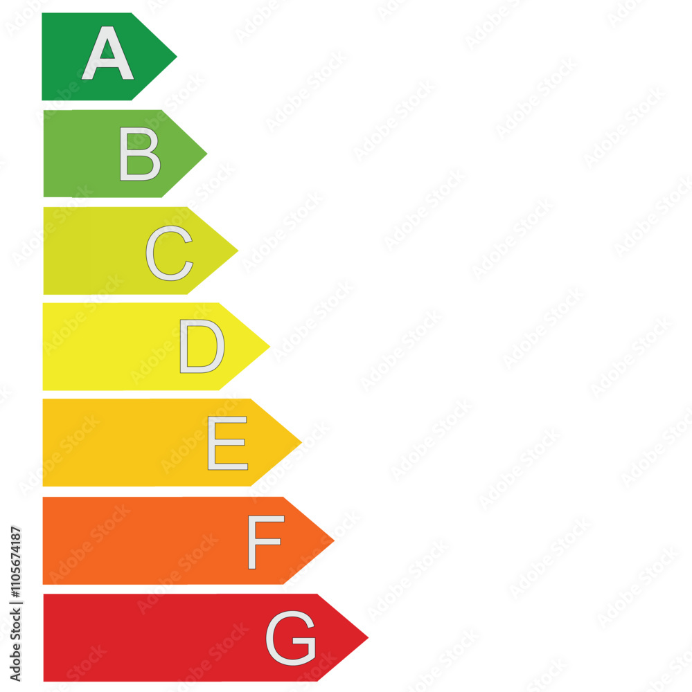 Energy efficiency rating label. Energy efficiency scale. Energetic class of domestic appliances. Vector illustration Energy efficiency rating label. Energy efficiency scale. Energetic class of domestic appliances. Vector illustration