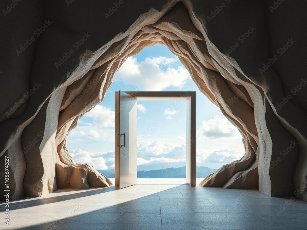 A man's hand reaching out to an old rustic door leading to a bright futuristic world, symbolizing conceptual change and the merging of two worlds, gateway, innovation, better world A man's hand reaching out to an old rustic door leading to a bright futuristic world, symbolizing conceptual change and the merging of two worlds, gateway, innovation, better world