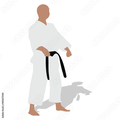 Karate fighters in kimonos, vector silhouette illustration. Karate brand logo design element.