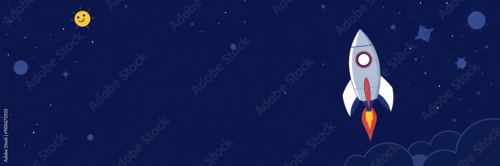 A modern and futuristic vector illustration of a rocket launching into space, perfect for a startup landing page, web, cover, idea A modern and futuristic vector illustration of a rocket launching into space, perfect for a startup landing page, web, cover, idea