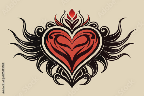 minimalistic heart tattoo of elegant