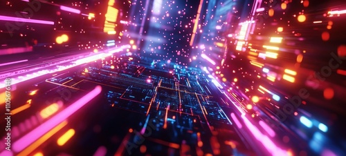 Neon Cyberpunk Digital Highway: A Journey Through Virtual Reality