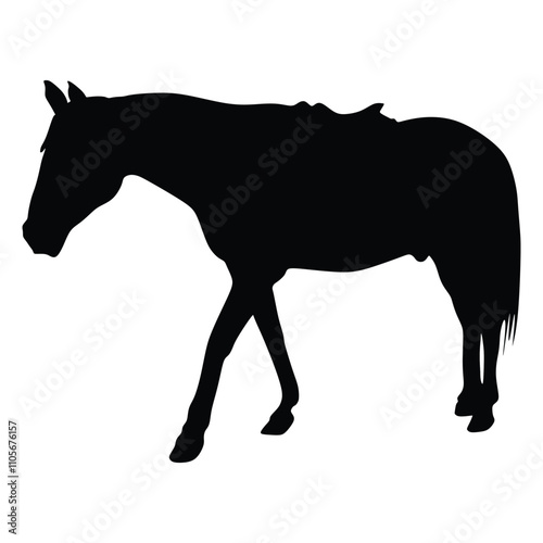 Black silhouette of a saddled horse