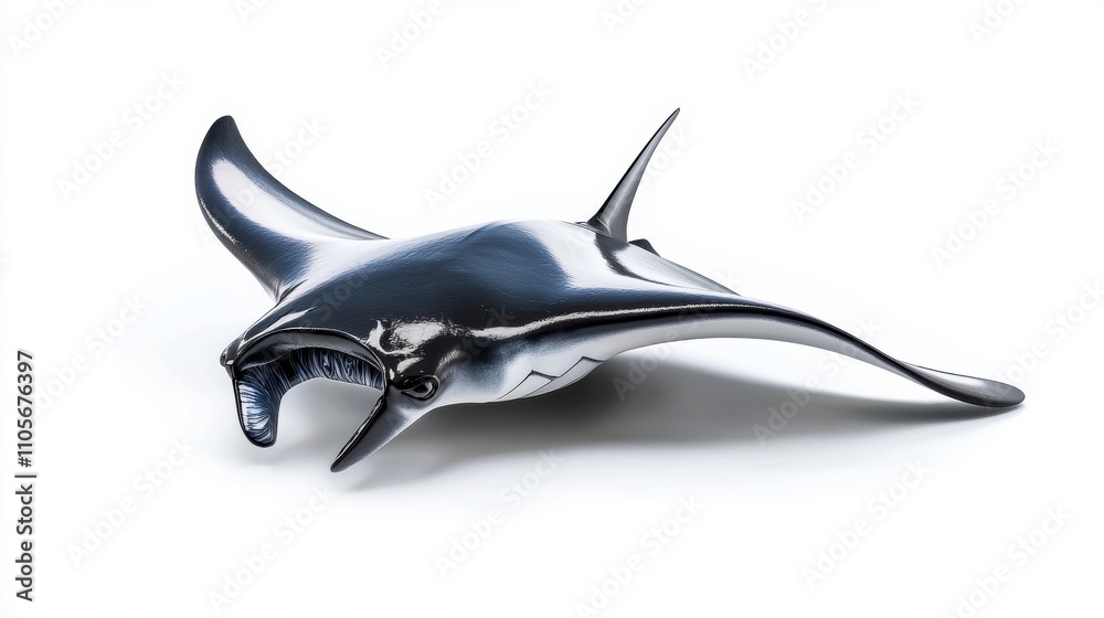 Fototapeta premium Sleek and Powerful Shark Silhouette Against a Blank Background