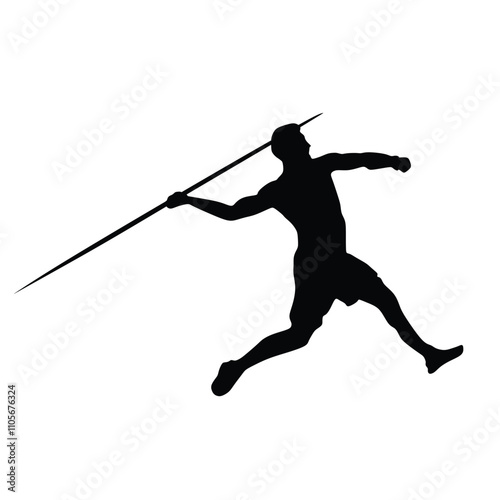 Javelin Thrower vector illustration design. Javelin Thrower logo design Template.