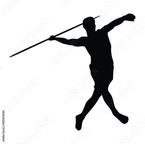 Javelin Thrower vector illustration design. Javelin Thrower logo design Template.