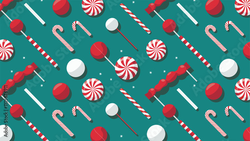Seamless festive holiday background pattern with colorful Christmas ornaments
