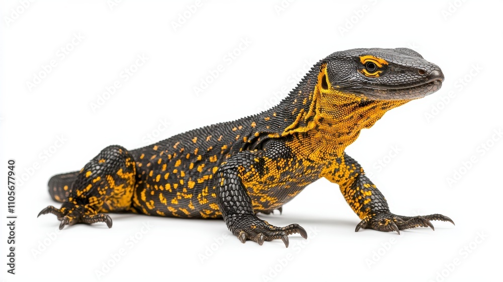 Fototapeta premium Colorful Spotted Lizard Reptile Crawling in Natural Habitat