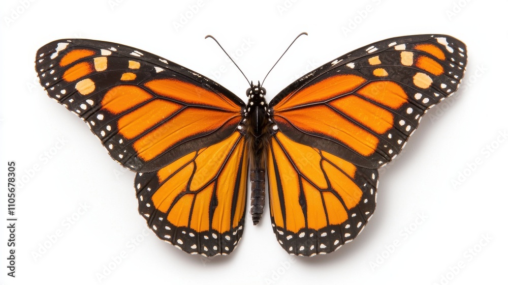 Vibrant Monarch Butterfly with Intricate Wing Patterns in Flight
