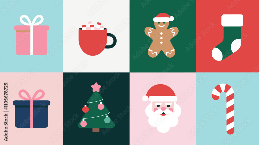 Seamless festive holiday background pattern with colorful Christmas ornaments Seamless festive holiday background pattern with colorful Christmas ornaments