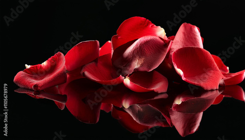 alling Red Rose Petals on black photo