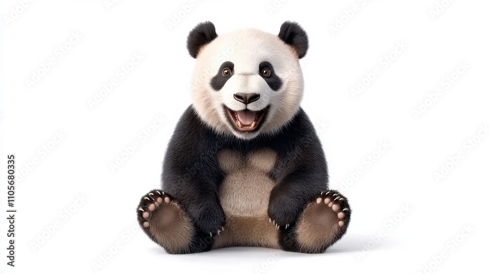 Smiling Panda Bear Sitting in Nature Cute and Playful Endangered Asian Wildlife Smiling Panda Bear Sitting in Nature Cute and Playful Endangered Asian Wildlife