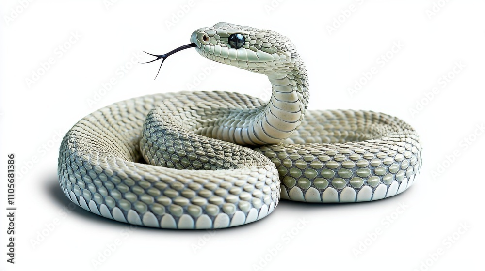 Fototapeta premium Venomous Coiled Snake Lurking in Natural Habitat