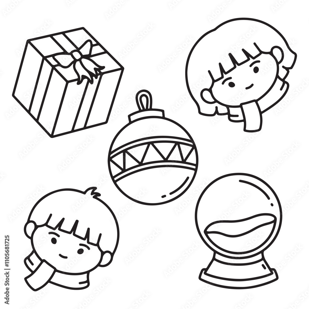 Fototapeta premium Coloring book for children: Christmas and New Year. Vector illustration