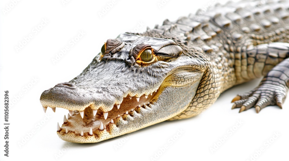Naklejka premium Fearsome Crocodilian Predator Close Up Portrait in Natural Habitat