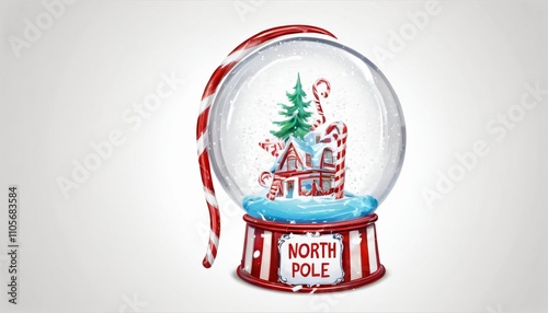 North Pole Snow Globe and Candy Cane Christmas