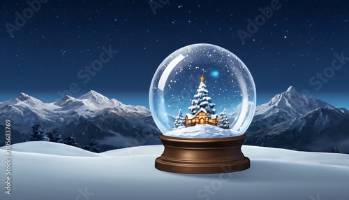 landscape with snow globe