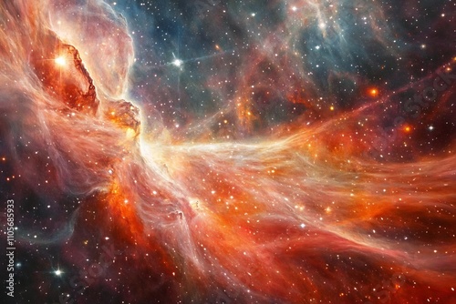 Fiery Cosmic Nebula Ablaze with Stellar Radiance and Galactic Grandeur photo